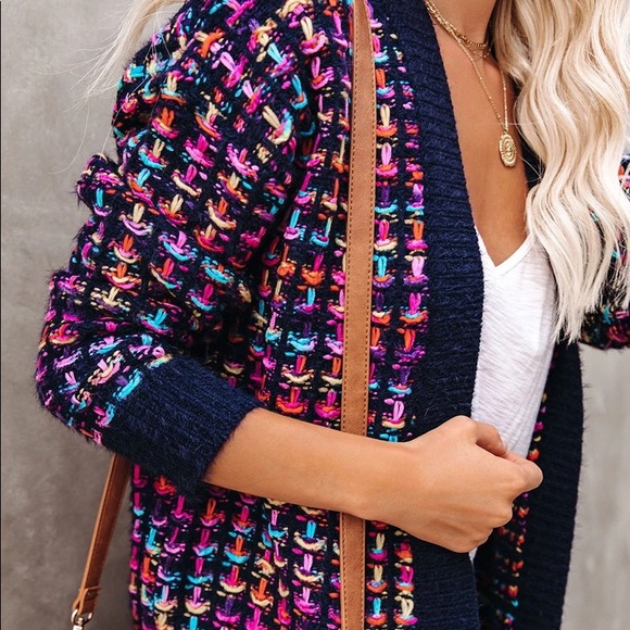 HP BEAUTY Colorblock LongSleeve Knit Cardigan - Picture 2 of 8